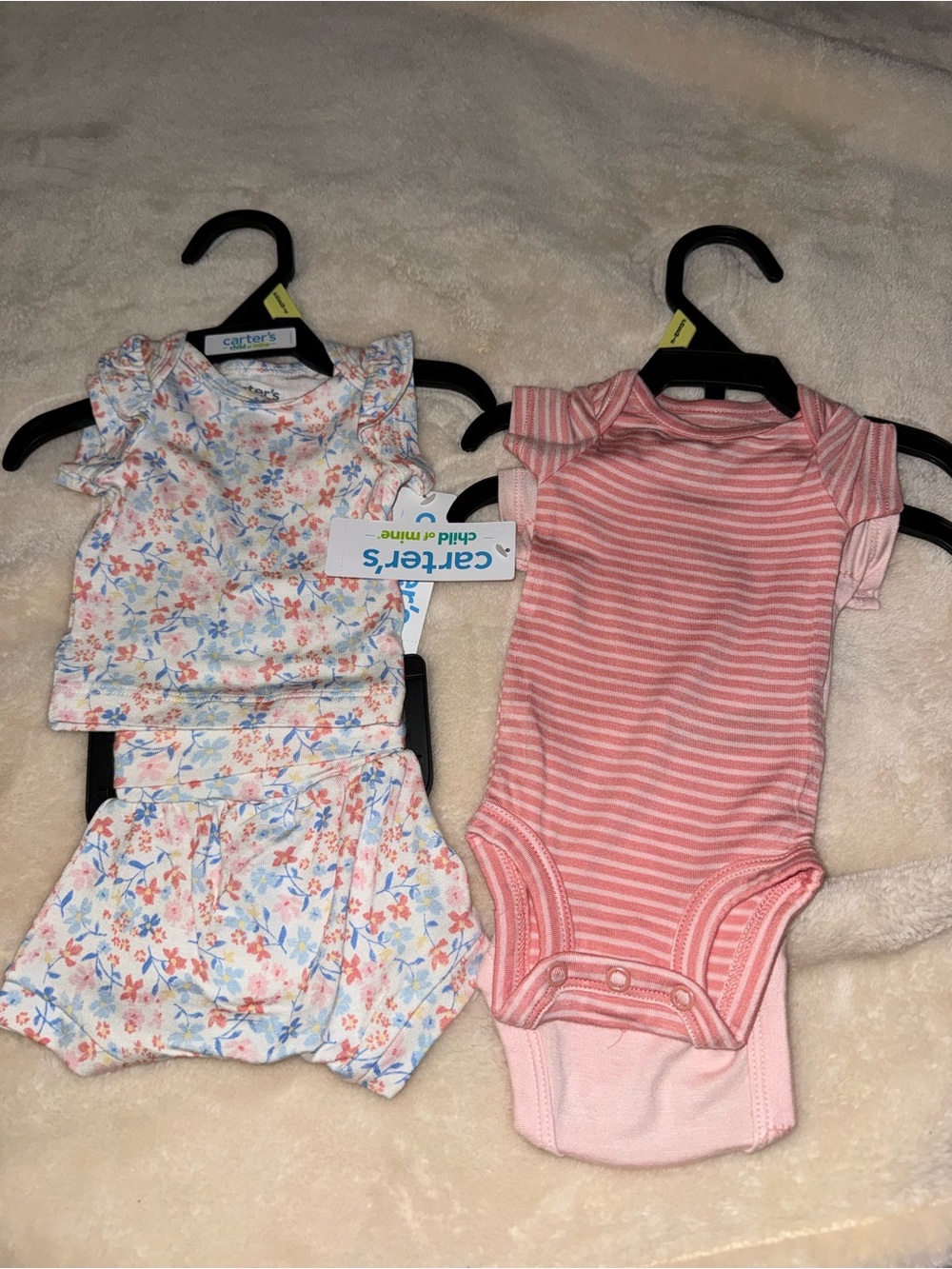 Carter's Pink Striped and Pastel Floral Baby One-Piece Duo